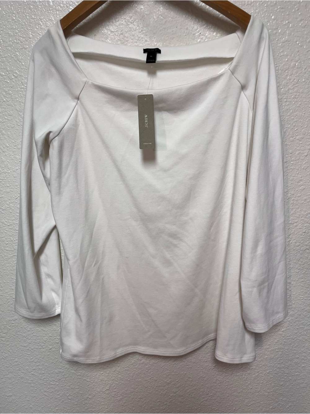 J. Crew White Long Sleeve Boatneck Top